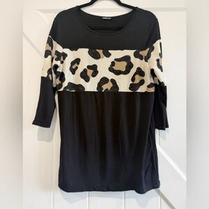HEIMISH USA Black and Cream Leopard Print Tunic